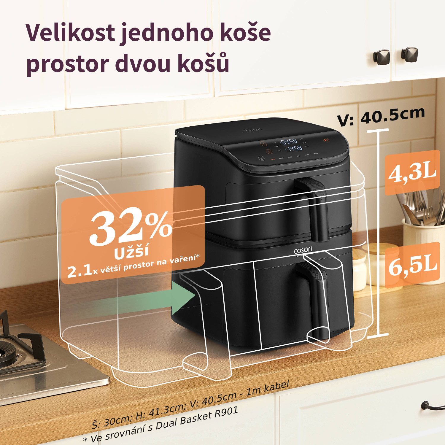 Unikátní vertikální design šetřící místo v kuchyni
